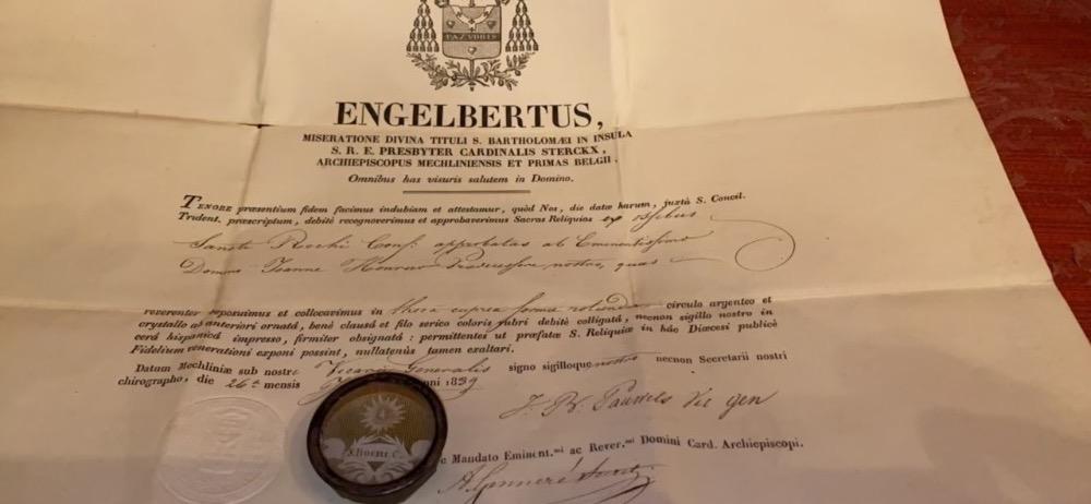1  Reliquary - Relic Ex Ossibus St. Rochus With Original Document