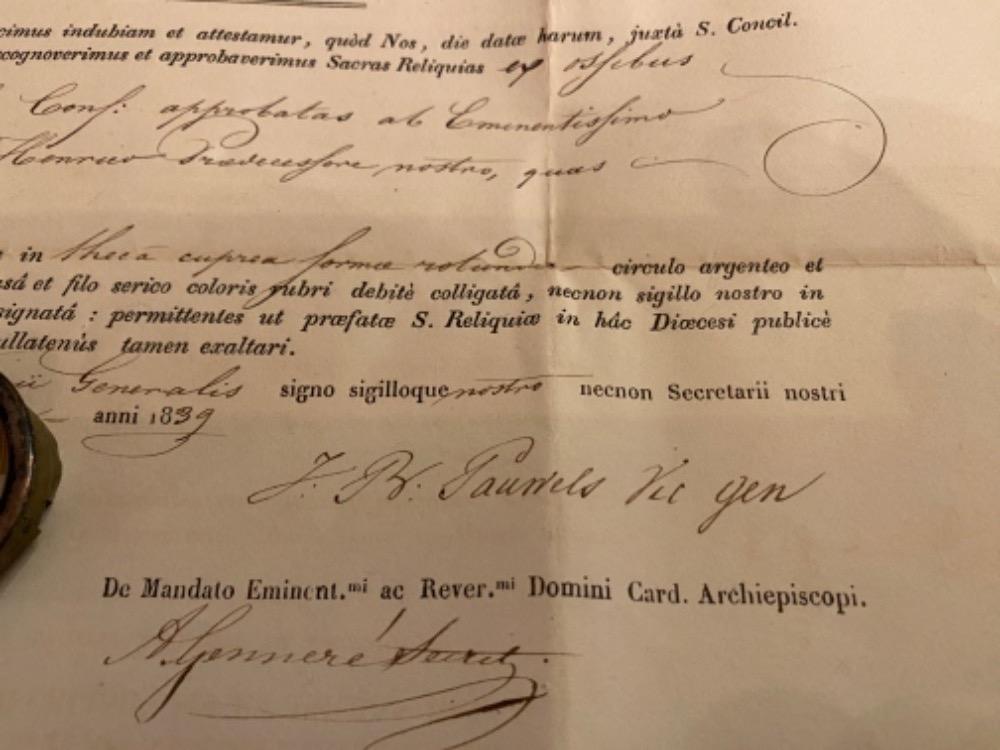 1  Reliquary - Relic Ex Ossibus St. Rochus With Original Document