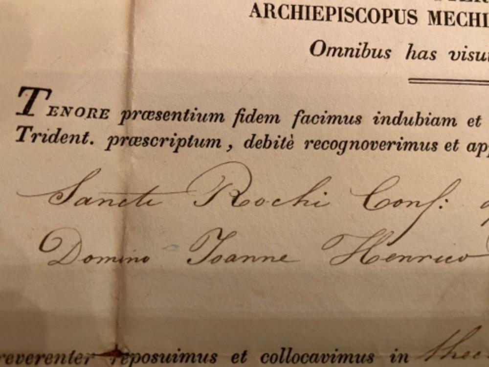 1  Reliquary - Relic Ex Ossibus St. Rochus With Original Document