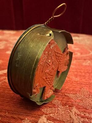 Reliquary - Relic Ex Ossibus St. Sophia en Brass / Glass / Wax Seal, Belgium  19 th century ( Anno 1855 )