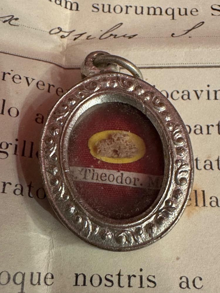 1  Reliquary - Relic Ex Ossibus St. Theodorus With Original Document