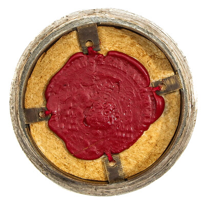 Reliquary - Relic Ex Ossibus St. Thomas Apostle With Original Document en Brass / Glass / Wax Seal, Belgium  19 th century