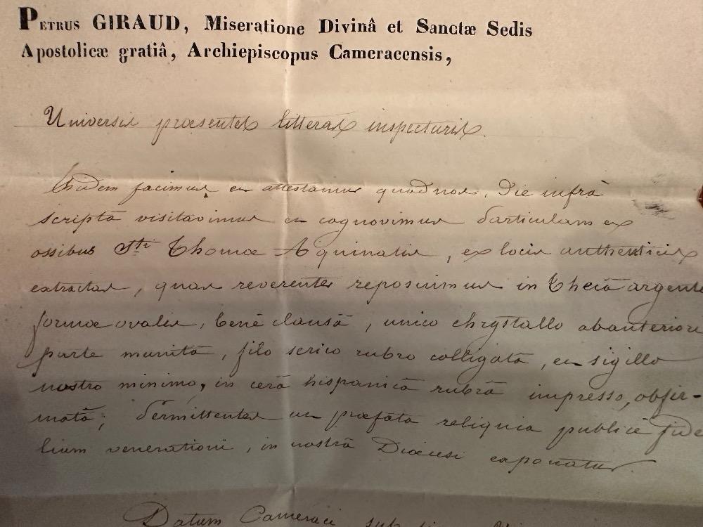 1  Reliquary - Relic Ex Ossibus St. Thomas Of Aquino With Original Document