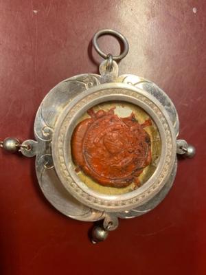 Reliquary - Relic Ex Praecordiis St. Pauli A Cruce en Full Silver / Wax Seal / Glass, France 19th century ( anno 1850 )