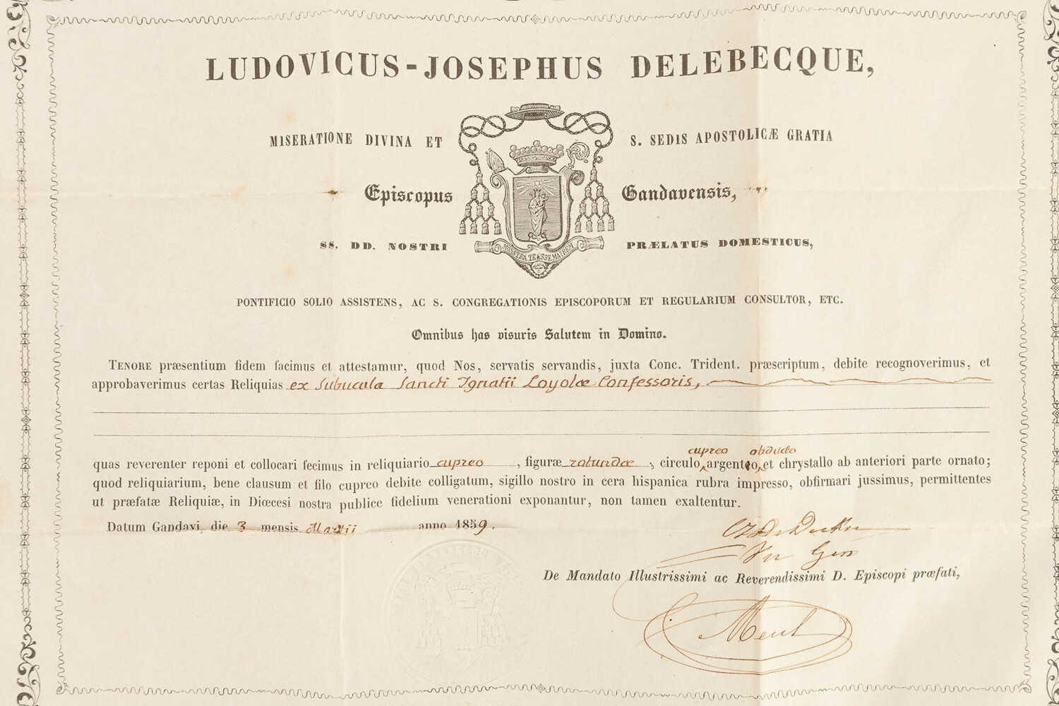 1  Reliquary - Relic Ex Subucala Sancti Ignatii Loyolae Confessoris