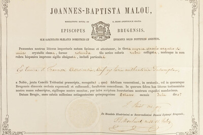 1  Reliquary - Relic Ex Tunica Sancti Francisci Assisiensus With Original Docment