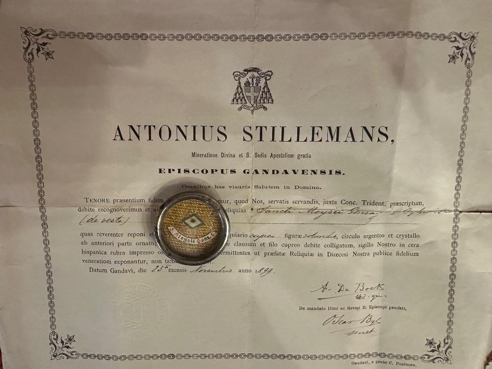1  Reliquary - Relic Ex Veste St. Aloysius Of Gonzaga With Original Document