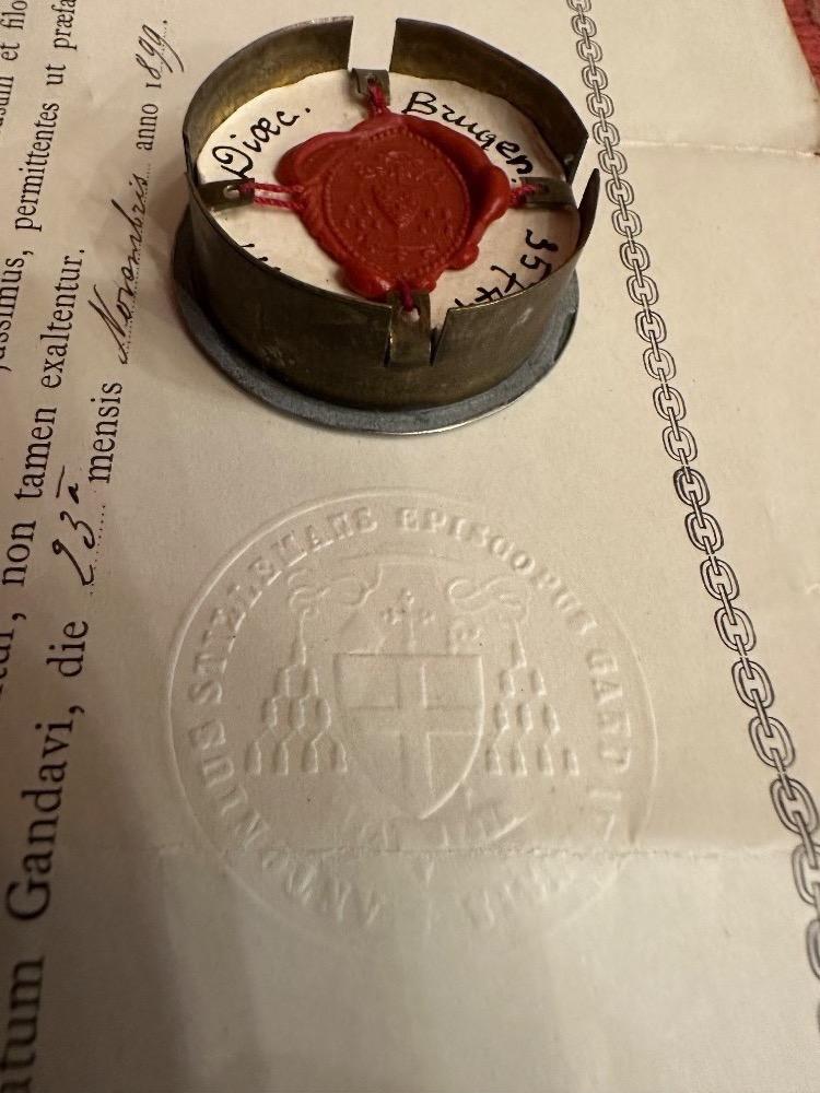 1  Reliquary - Relic Ex Veste St. Aloysius Of Gonzaga With Original Document