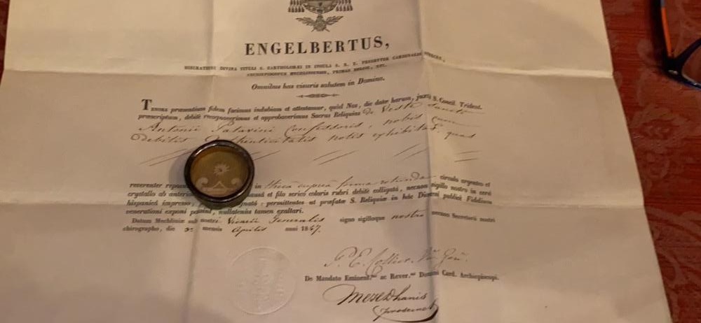1  Reliquary - Relic Ex Veste St. Anthony Of Padua With Original Document