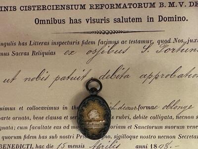 1  Reliquary - Relic First - Class Relic Ex Ossibus St. Fortunata Martyr With Document