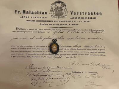 1  Reliquary - Relic First - Class Relic Ex Ossibus St. Fortunata Martyr With Document