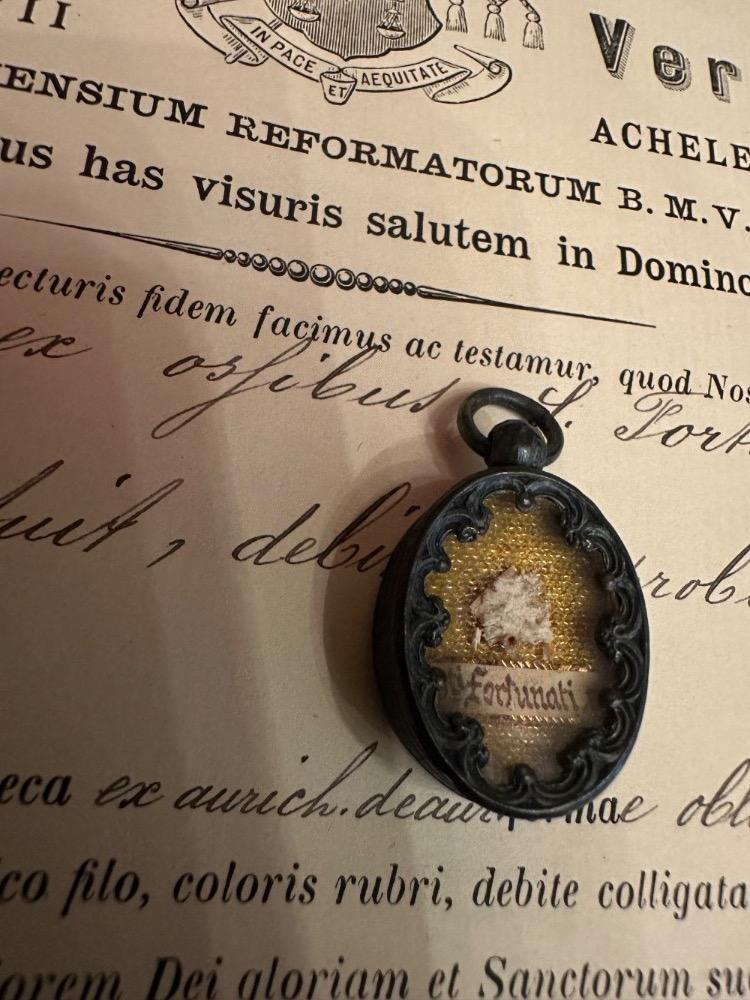 1  Reliquary - Relic First - Class Relic Ex Ossibus St. Fortunata Martyr With Document