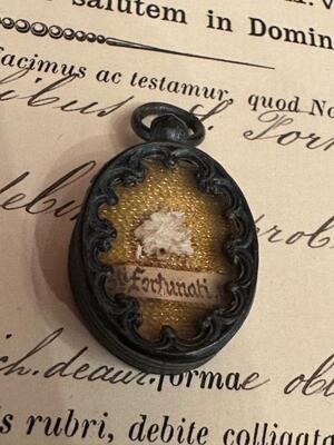 1  Reliquary - Relic First - Class Relic Ex Ossibus St. Fortunata Martyr With Original Document