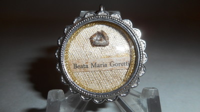 Reliquary - Relic Maria Goretti With Original Document  en Brass Plated / Glass / Wax Seal, Belgium 20th Century