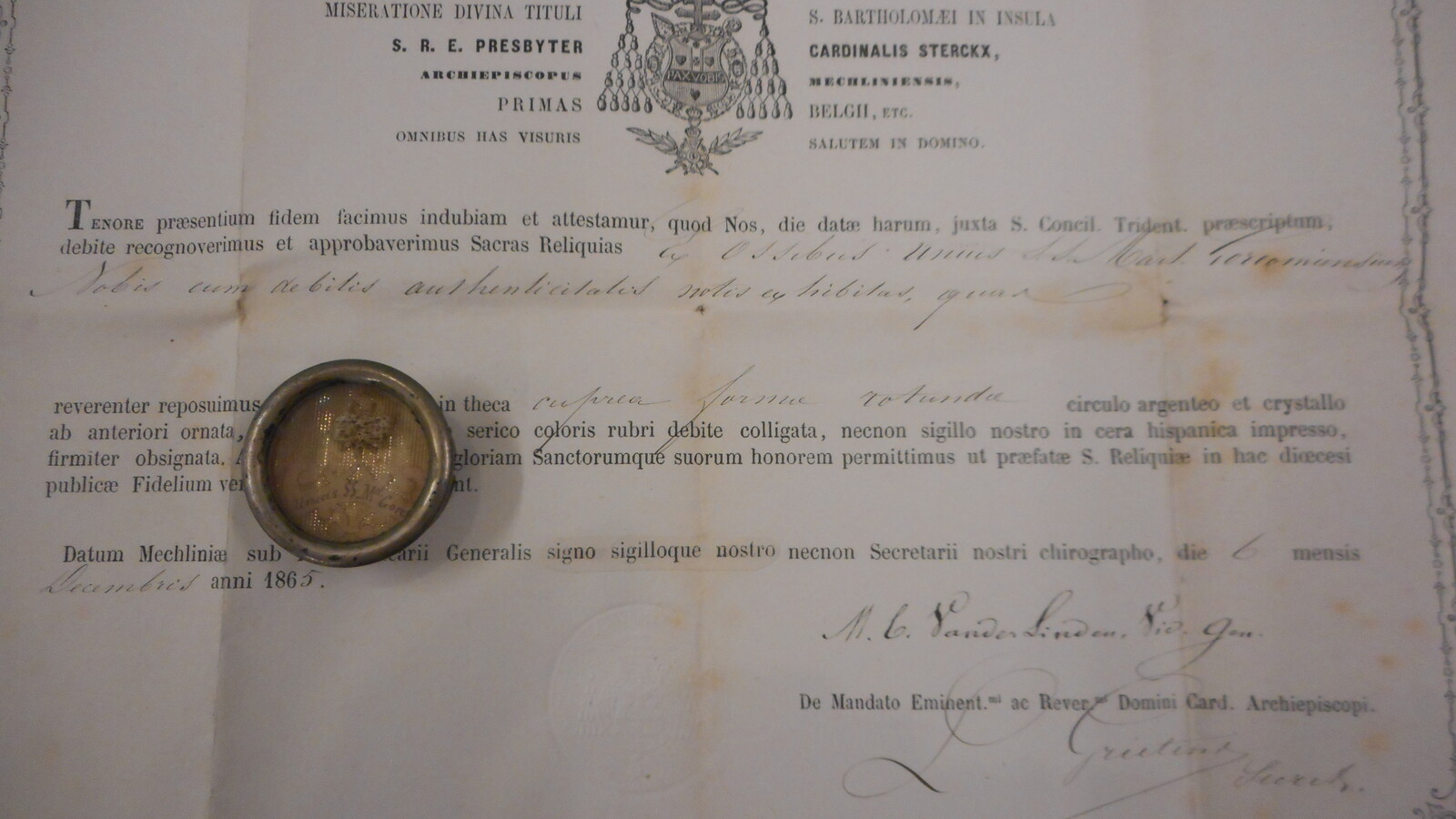 1  Reliquary - Relic Martyrs Of Gorkum With Original Document