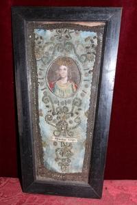 Reliquary. Relic Of St. Lidwina.  en Timber Frame, Germany 17th / 18th Century