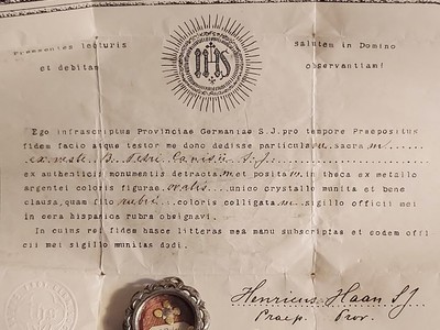 Reliquary - Relic Of St. Petrus Canisius Sj Ex Veste With Original Document