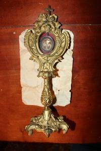 Reliquary Relic Of The True Cross en Brass / Bronze, France 19th century