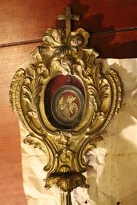 Reliquary Relic Of The True Cross en Brass / Bronze, France 19th century
