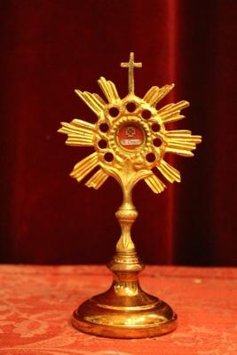 Reliquary Relic Of The True Cross en Bronze / Gilt, Belgium 19th century