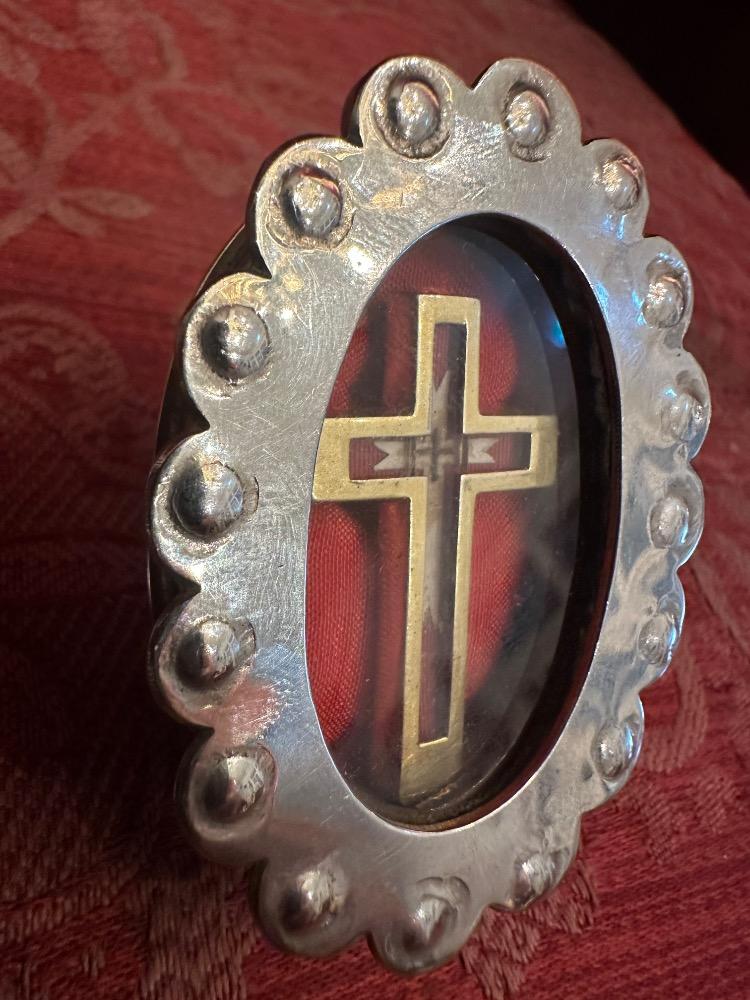 1  Reliquary - Relic Of The True Cross. Brass Cross Inside With Relic Of Ex Ligno S. Crucis Originally Sealed