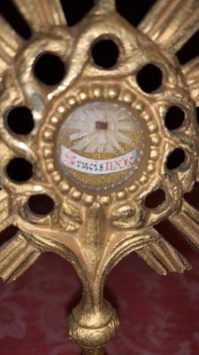 Reliquary Relic Of The True Cross No Document en Bronze / Gilt / Glass / Red Seal, Italy  19th century ( anno 1890 )