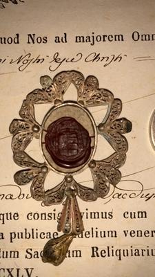 Reliquary - Relic Of The True Cross With Document en Silver, Roma - Italy 19th century ( anno 1845 )