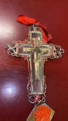 Reliquary - Relic Of The True Cross With Originaly Case en Rock Chrystal / Silver / Originally Sealed, Italy  18 th century