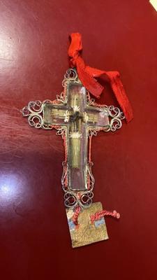 Reliquary - Relic Of The True Cross With Originaly Case en Rock Chrystal / Silver / Originally Sealed, Italy  18 th century