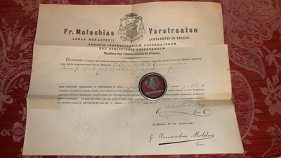 Reliquary - Relic Ss. Martyrs Of Gorcum Ex Ossibus With Document Achel - Belgium 20th century (Anno 1906)