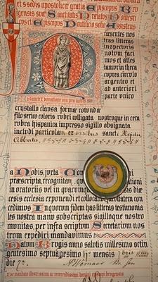 Reliquary - Relic St. Aegidius Ex Ossibus With Document Bruges Belgium 19th century ( anno 1886 )