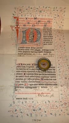 Reliquary - Relic St. Aegidius Ex Ossibus With Document Bruges Belgium 19th century ( anno 1886 )