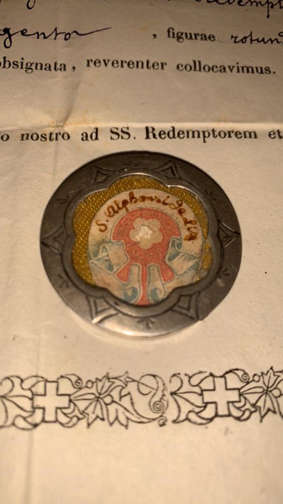 1  Reliquary - Relic St. Alphonsus De Liquori With Original Document