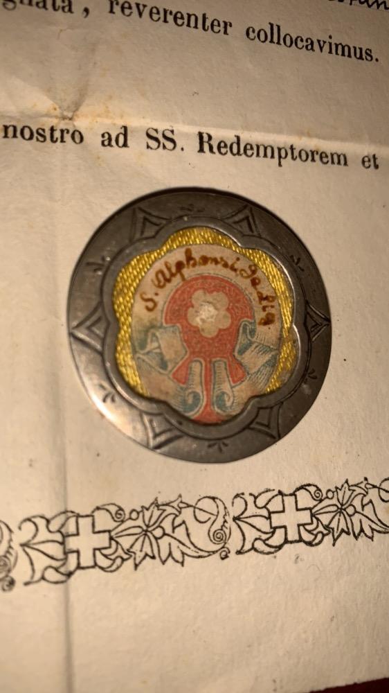 1  Reliquary - Relic St. Alphonsus De Liquori With Original Document