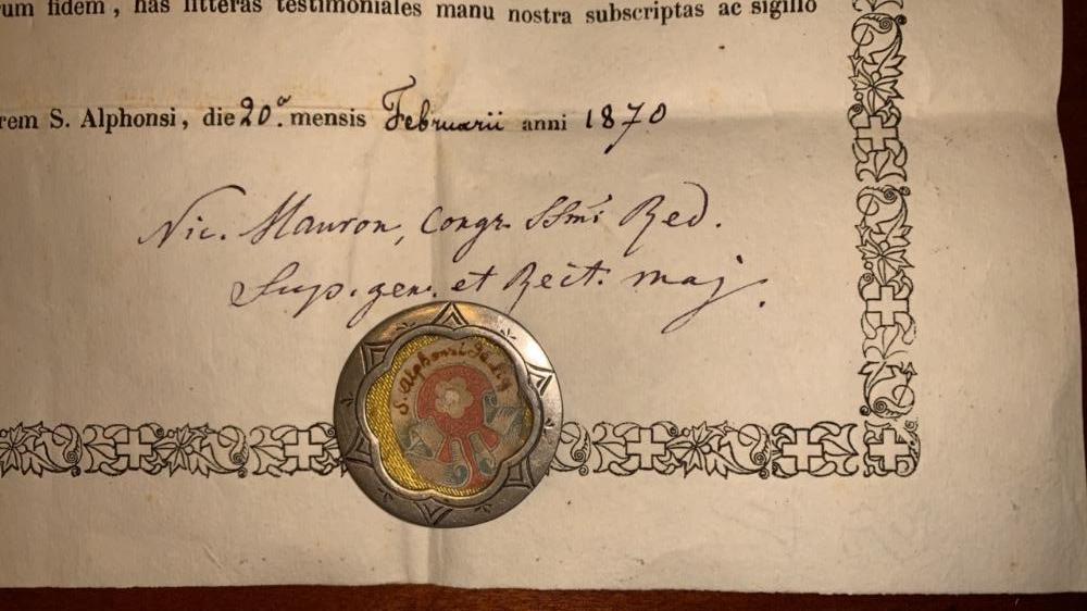 1  Reliquary - Relic St. Alphonsus De Liquori With Original Document