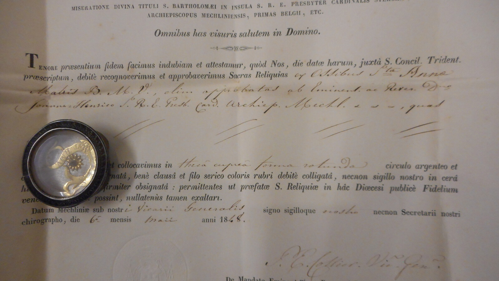 1  Reliquary - Relic St. Ann With Original Document