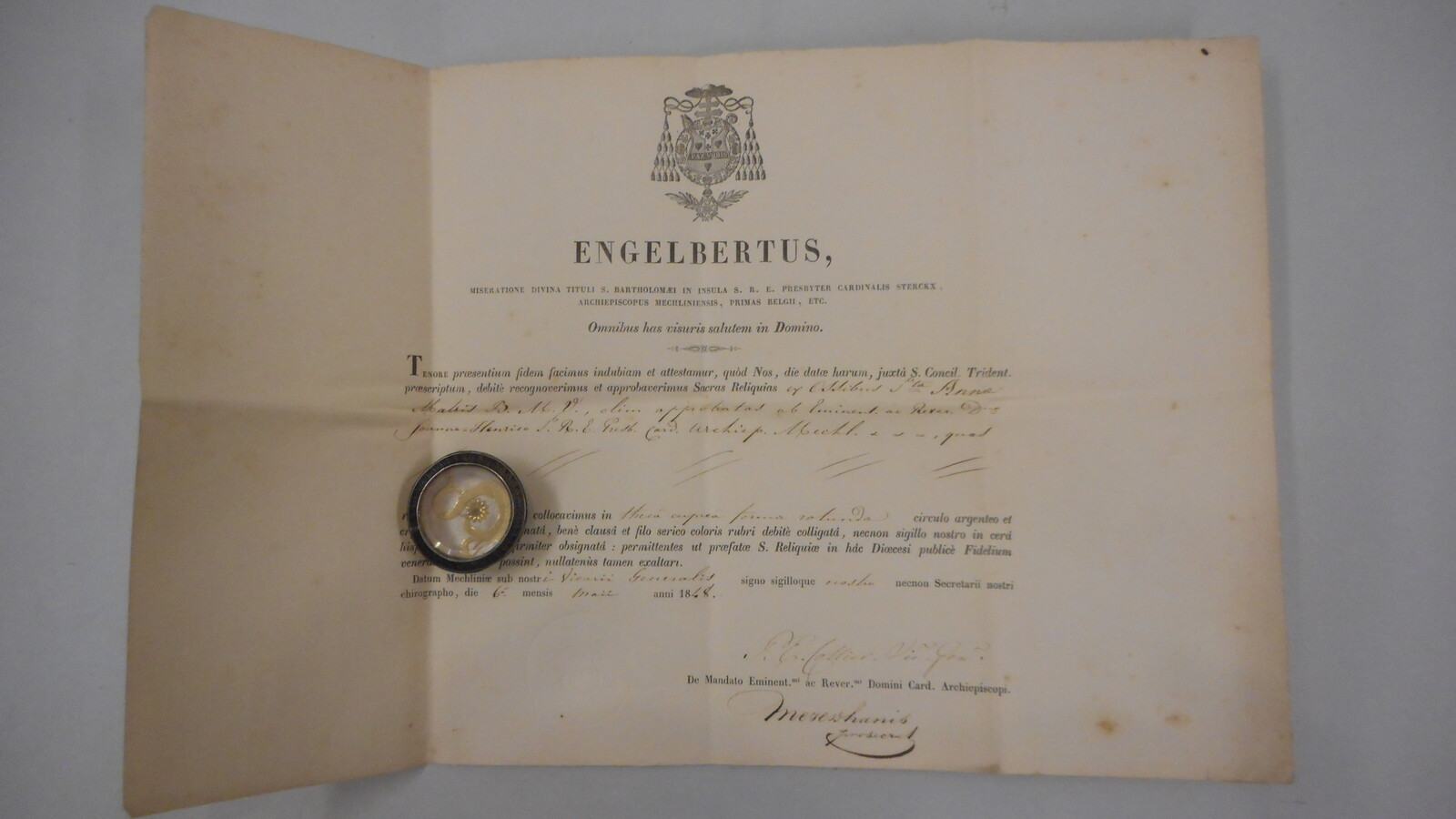 1  Reliquary - Relic St. Ann With Original Document