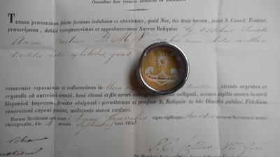 Reliquary - Relic St. Anna With Original Document 19 th century