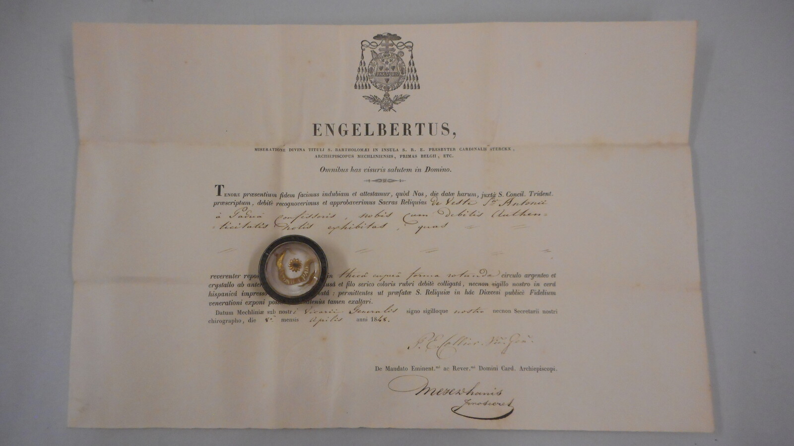 1  Reliquary - Relic St. Anthony Of Padua With Original Document