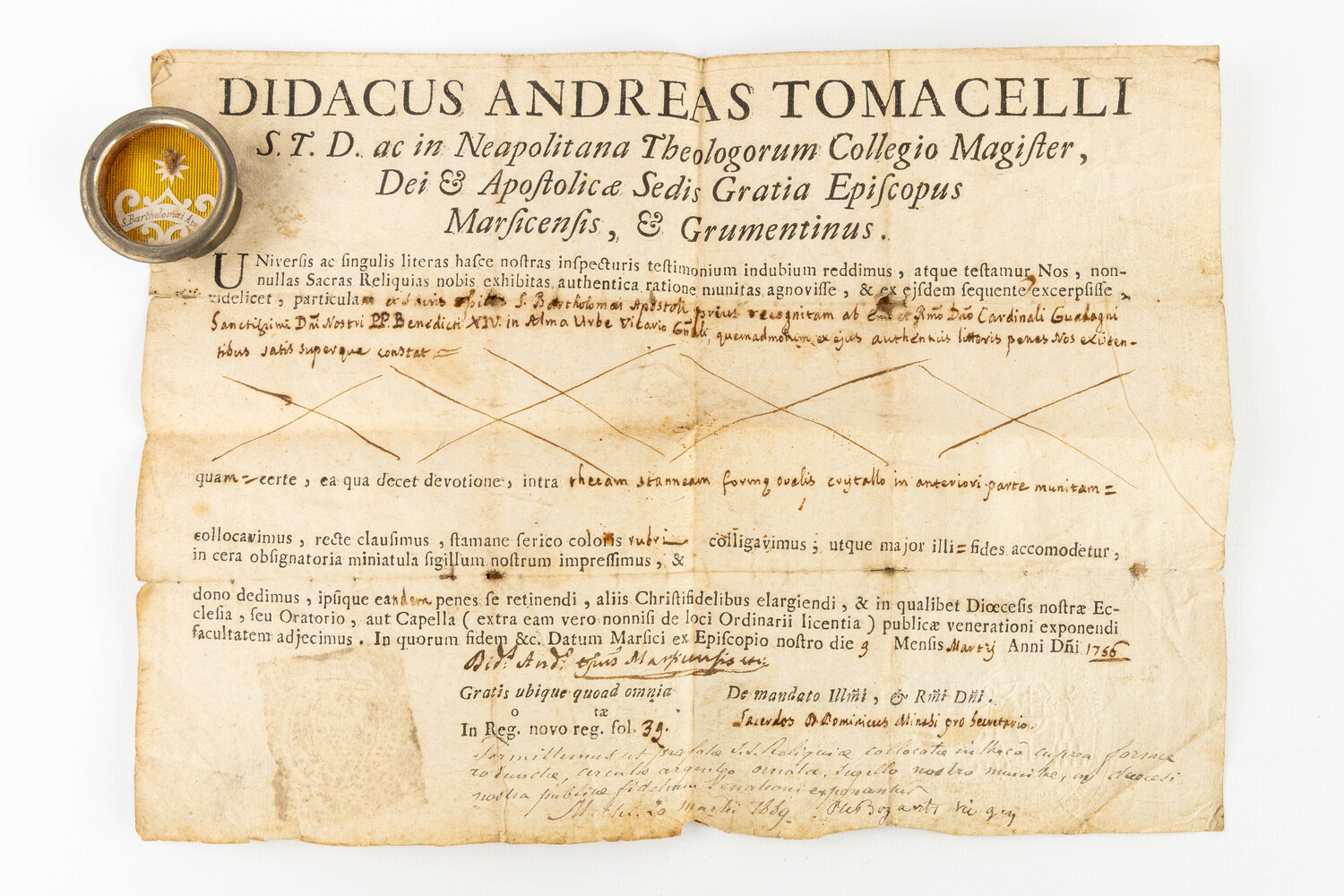 1  Reliquary - Relic St Bartholomeus With Original Document