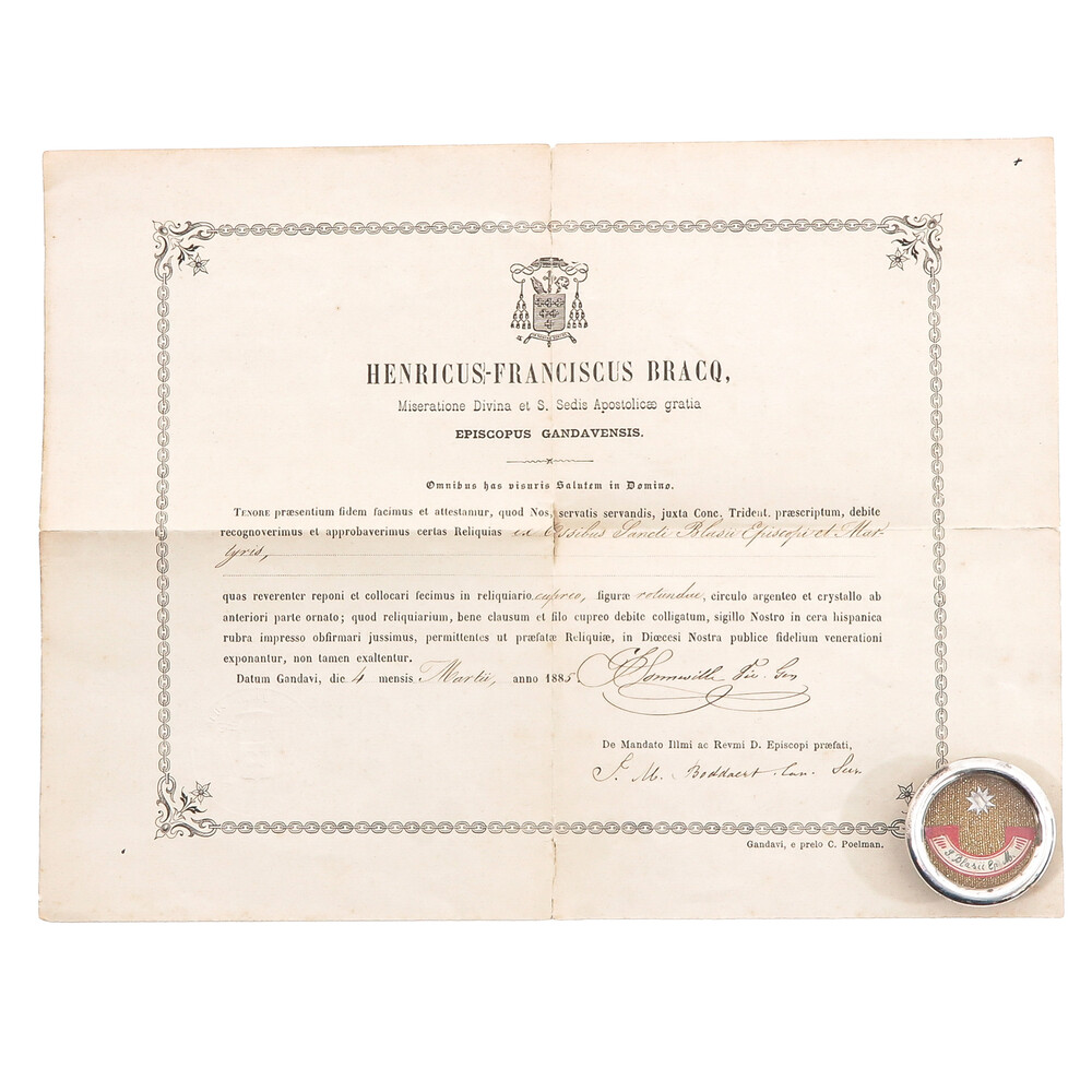 1  Reliquary - Relic St. Blasius With Original Document ! Expected !