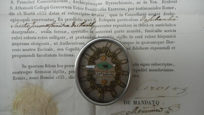 Reliquary - Relic St. Chantal With Original Document Belgium  19 th century