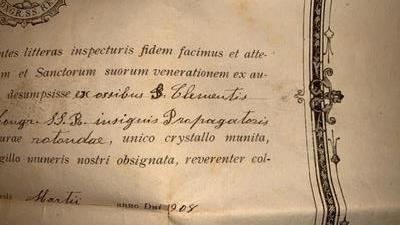Reliquary - Relic St. Clementis Maria Hofbauer With Original Document en Brass / Glass / Originally Sealed, Italy  20th century (Anno 1904)
