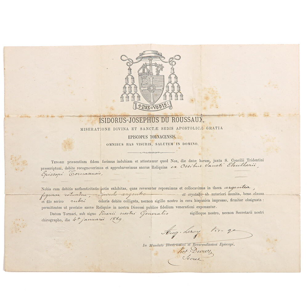 1  Reliquary - Relic St.  Eleutherii With Original Document