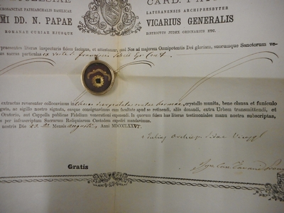 Reliquary - Relic St. Fansiscus Van Sales With Original Document Belgium 19th century