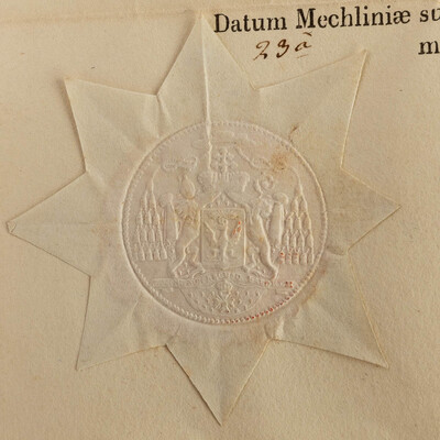 Reliquary - Relic St. Franciscus Xaverius With Original Document. en Brass / Glass / Wax Seal, Belgium  19 th century