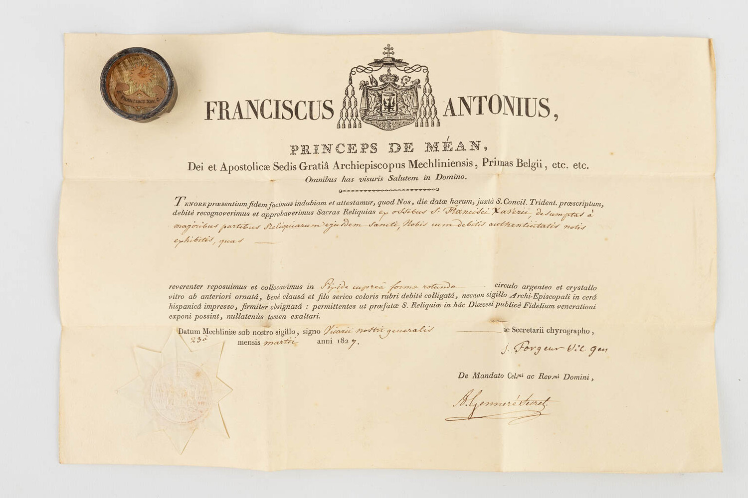 1  Reliquary - Relic St. Franciscus Xaverius With Original Document.