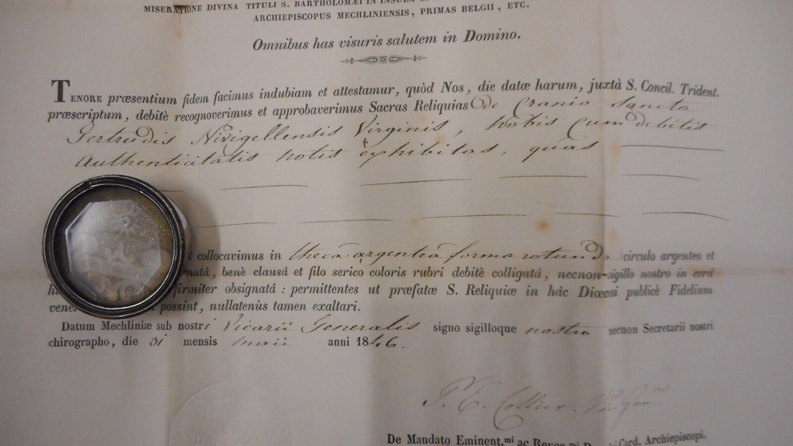 1  Reliquary - Relic St. Gertrudis With Original Document