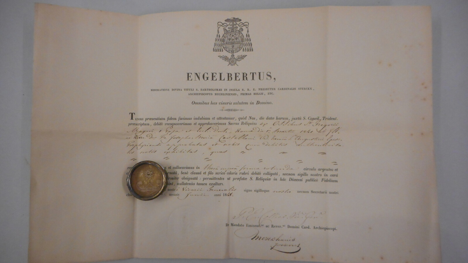 1  Reliquary - Relic St. Gregorius With Original Document