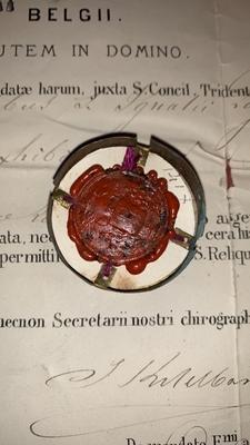 Reliquary - Relic St. Ignatius Of Loyola With Document Mechelen - Belgium 19th century ( anno 1876 )